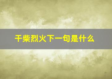 干柴烈火下一句是什么