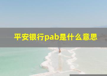 平安银行pab是什么意思