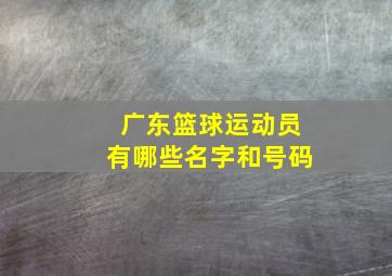 广东篮球运动员有哪些名字和号码