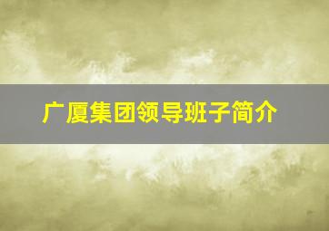 广厦集团领导班子简介