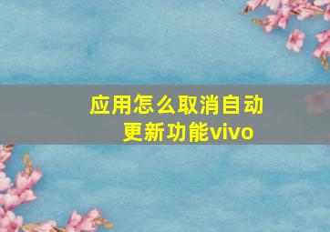 应用怎么取消自动更新功能vivo