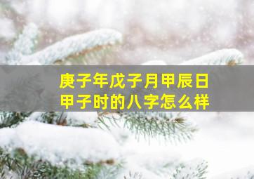 庚子年戊子月甲辰日甲子时的八字怎么样