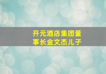 开元酒店集团董事长金文杰儿子