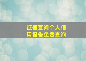 征信查询个人信用报告免费查询