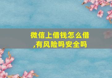 微信上借钱怎么借,有风险吗安全吗