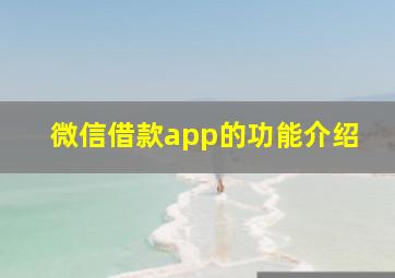 微信借款app的功能介绍