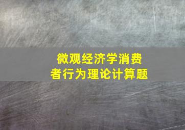 微观经济学消费者行为理论计算题