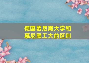 德国慕尼黑大学和慕尼黑工大的区别