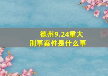 德州9.24重大刑事案件是什么事