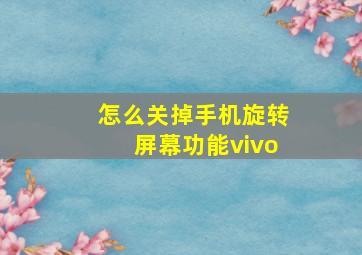 怎么关掉手机旋转屏幕功能vivo