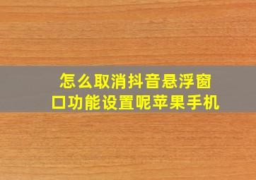 怎么取消抖音悬浮窗口功能设置呢苹果手机