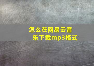 怎么在网易云音乐下载mp3格式