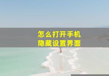 怎么打开手机隐藏设置界面