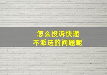 怎么投诉快递不派送的问题呢