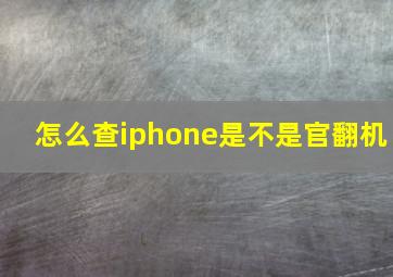 怎么查iphone是不是官翻机