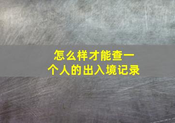 怎么样才能查一个人的出入境记录