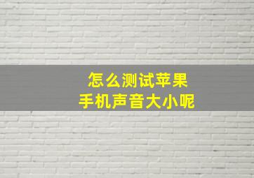 怎么测试苹果手机声音大小呢