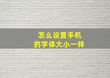 怎么设置手机的字体大小一样