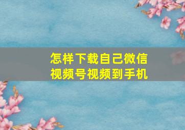 怎样下载自己微信视频号视频到手机