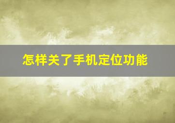 怎样关了手机定位功能