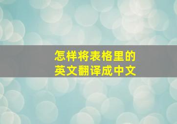 怎样将表格里的英文翻译成中文