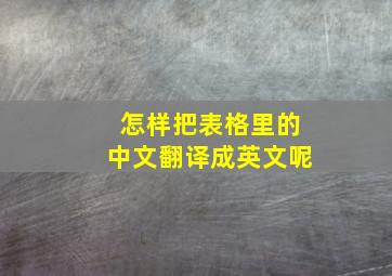 怎样把表格里的中文翻译成英文呢