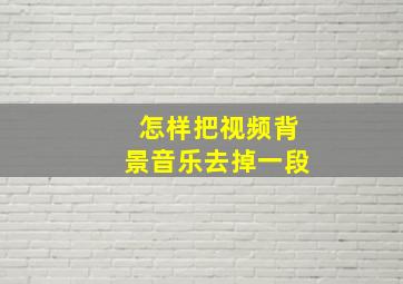 怎样把视频背景音乐去掉一段