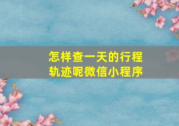 怎样查一天的行程轨迹呢微信小程序