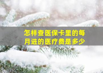 怎样查医保卡里的每月进的医疗费是多少