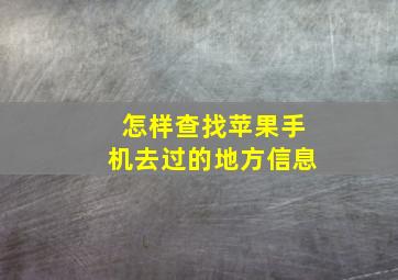 怎样查找苹果手机去过的地方信息