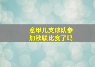 意甲几支球队参加欧联比赛了吗