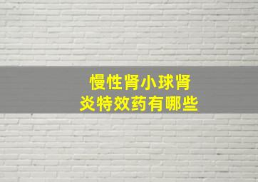 慢性肾小球肾炎特效药有哪些