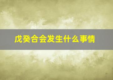 戊癸合会发生什么事情