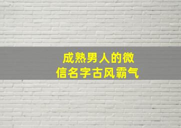 成熟男人的微信名字古风霸气