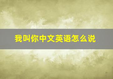 我叫你中文英语怎么说