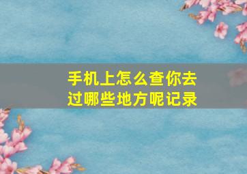 手机上怎么查你去过哪些地方呢记录