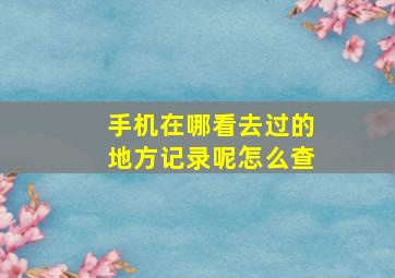 手机在哪看去过的地方记录呢怎么查