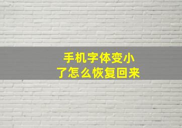 手机字体变小了怎么恢复回来