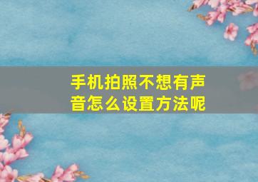 手机拍照不想有声音怎么设置方法呢