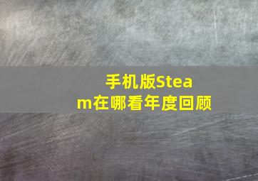 手机版Steam在哪看年度回顾