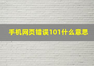 手机网页错误101什么意思