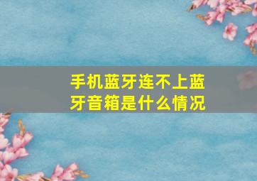 手机蓝牙连不上蓝牙音箱是什么情况