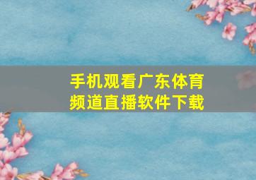 手机观看广东体育频道直播软件下载