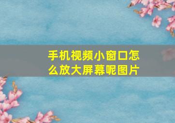 手机视频小窗口怎么放大屏幕呢图片