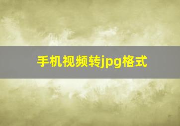 手机视频转jpg格式