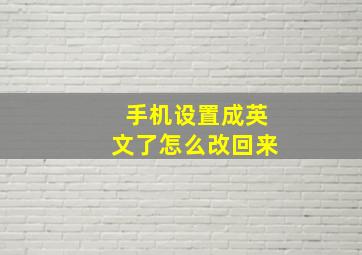 手机设置成英文了怎么改回来