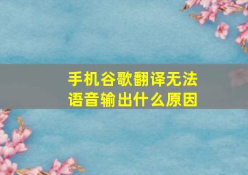 手机谷歌翻译无法语音输出什么原因