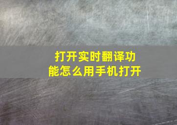 打开实时翻译功能怎么用手机打开