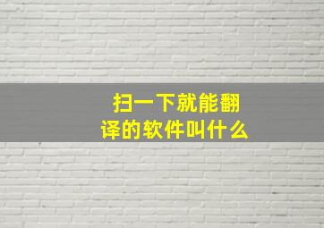 扫一下就能翻译的软件叫什么