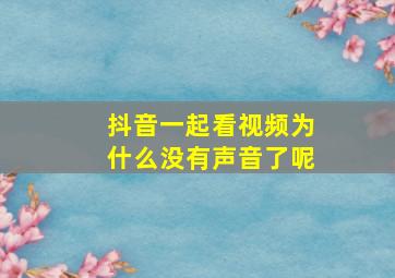 抖音一起看视频为什么没有声音了呢